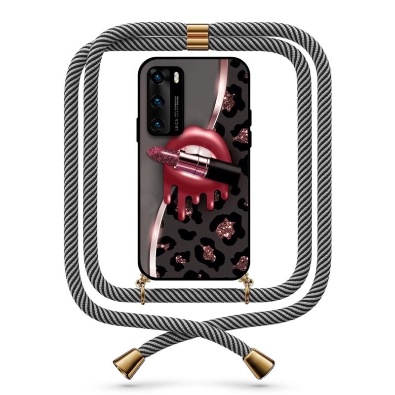 Animal Print lips θήκη με κορδόνι & σχέδιο 9718 για Huawei P40