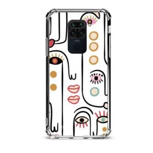 Abstract faces θήκη διάφανη & σχέδιο  d1102 γιά Xiaomi Redmi Note 9