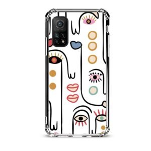 Abstract faces θήκη διάφανη & σχέδιο  d1102 γιά Xiaomi Mi 10T
