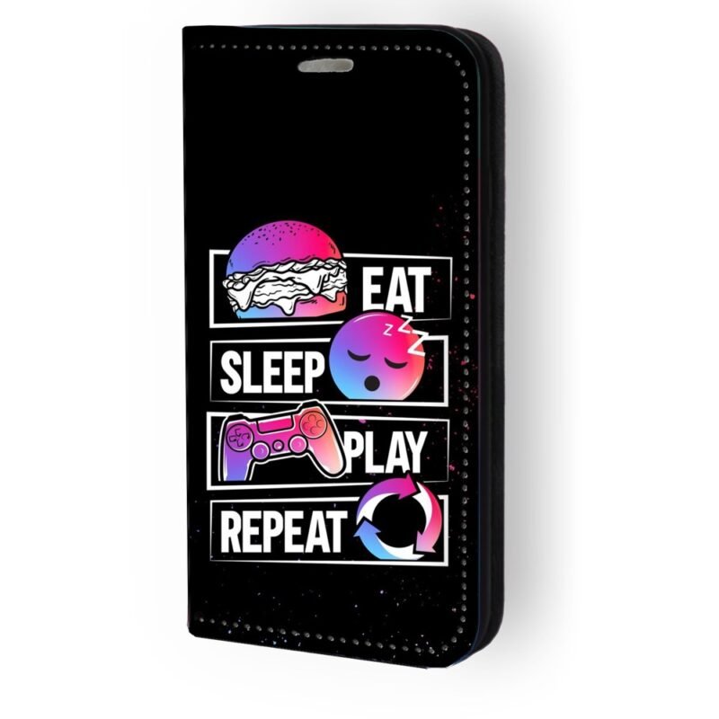 Θήκη book με σχέδιο eat sleep play 91208 (iPhone 16 Plus)