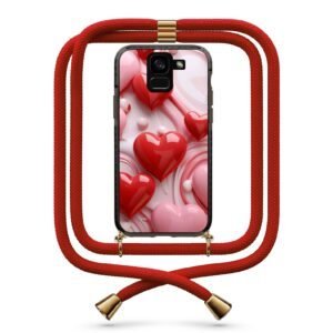 Hearts θήκη με κορδόνι & σχέδιο 9801 για  Galaxy A8 Plus 2018