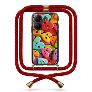 Smiley hearts θήκη με κορδόνι & σχέδιο 9879 για Redmi 13C 4G
