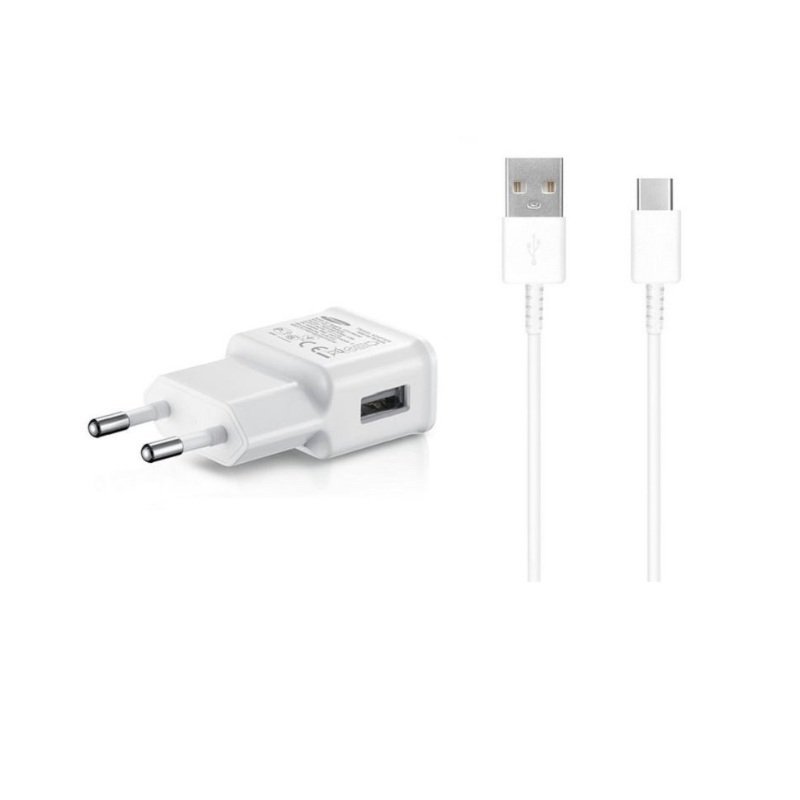 Samsung EP-TA200EWE + EP-DR140AWE 15W USB-A Travel Charger + USB-A to USB-C Data Cable White (Bulk)