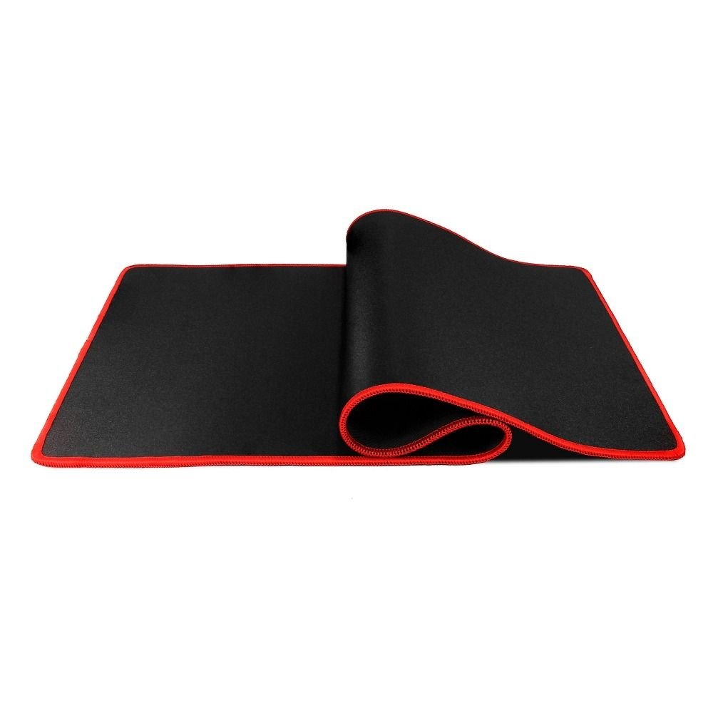 Gaming mouse and keyboard pad 900 x 400 x 3 mm black with red stitching