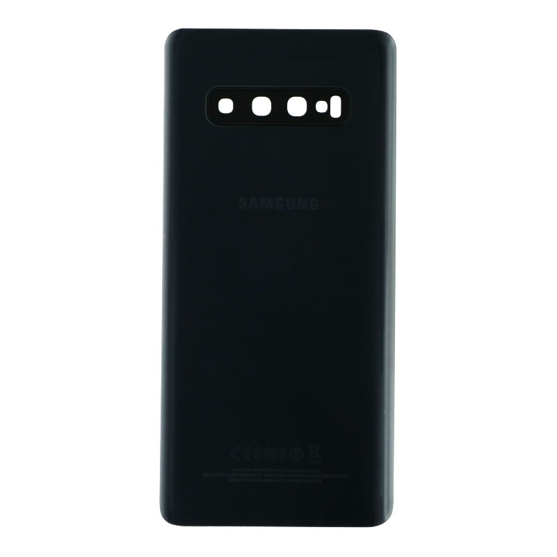 Samsung Galaxy S10 Plus - Battery Door + Battery Door Adhesive + Back Camera Lens and Bezel Prism Black OEM