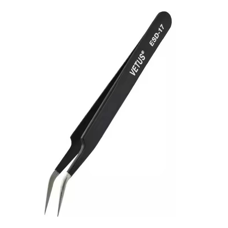 Curved Head Stainless Steel Anti-static Tweezers
