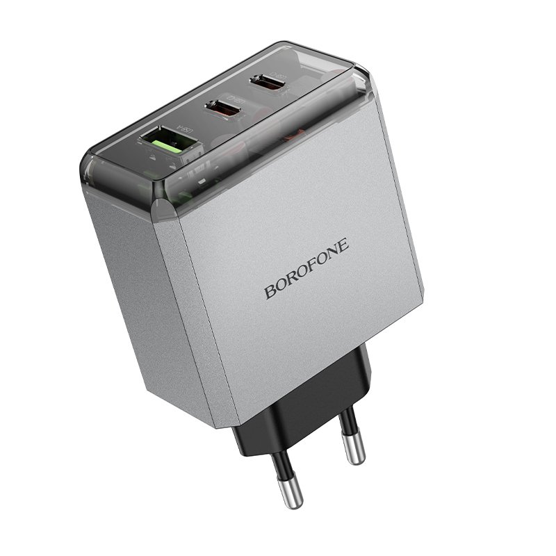Borofone Wall charger BN22 Lena GaN - 2xUSB-C + 1xUSB-A - QC 3.0 PD 65W grey