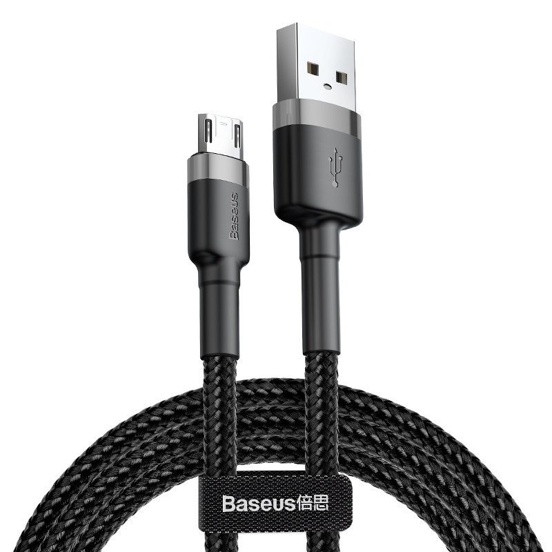 BASEUS Cable USB-A - Micro USB, 1m, 2.4A, CAFULE (gray+black) - CAMKLF-BG1