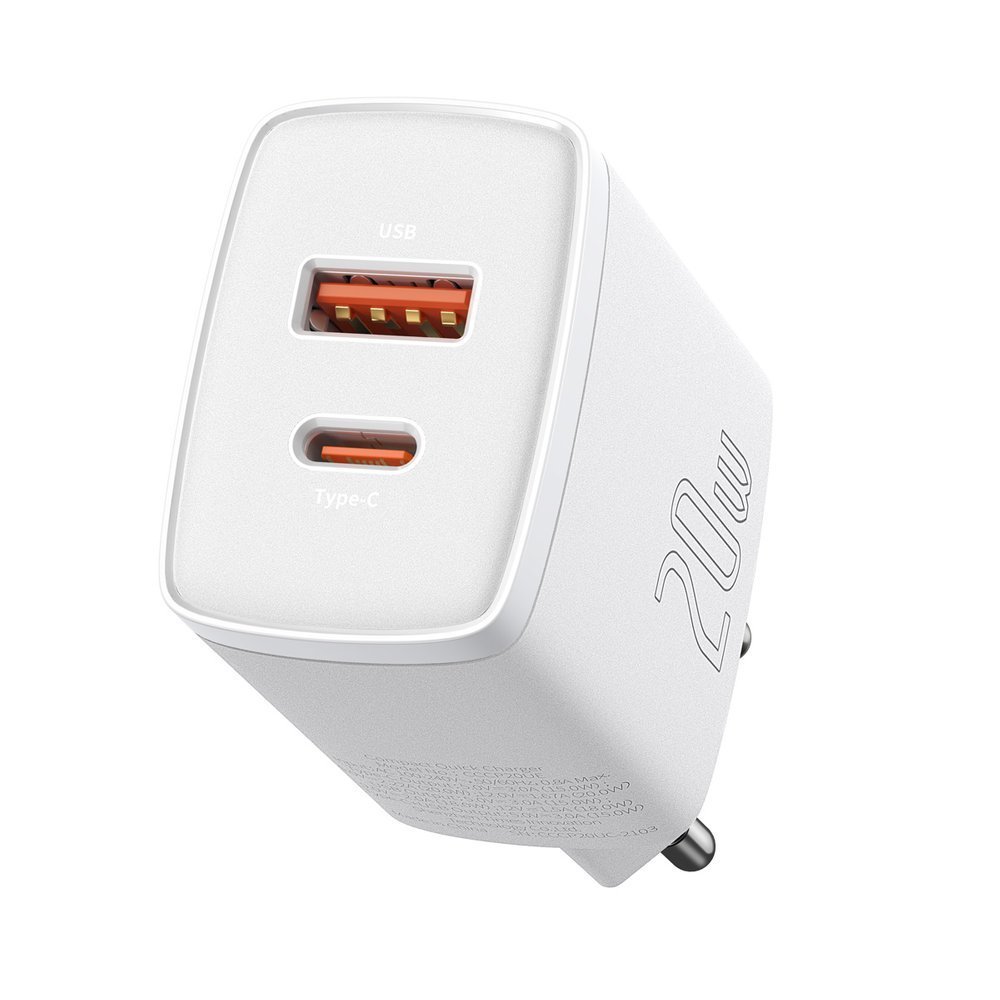 BASEUS 220V 20W, 1*USB-A + 1*USB-C, Compact (white) - CCXJ-B02