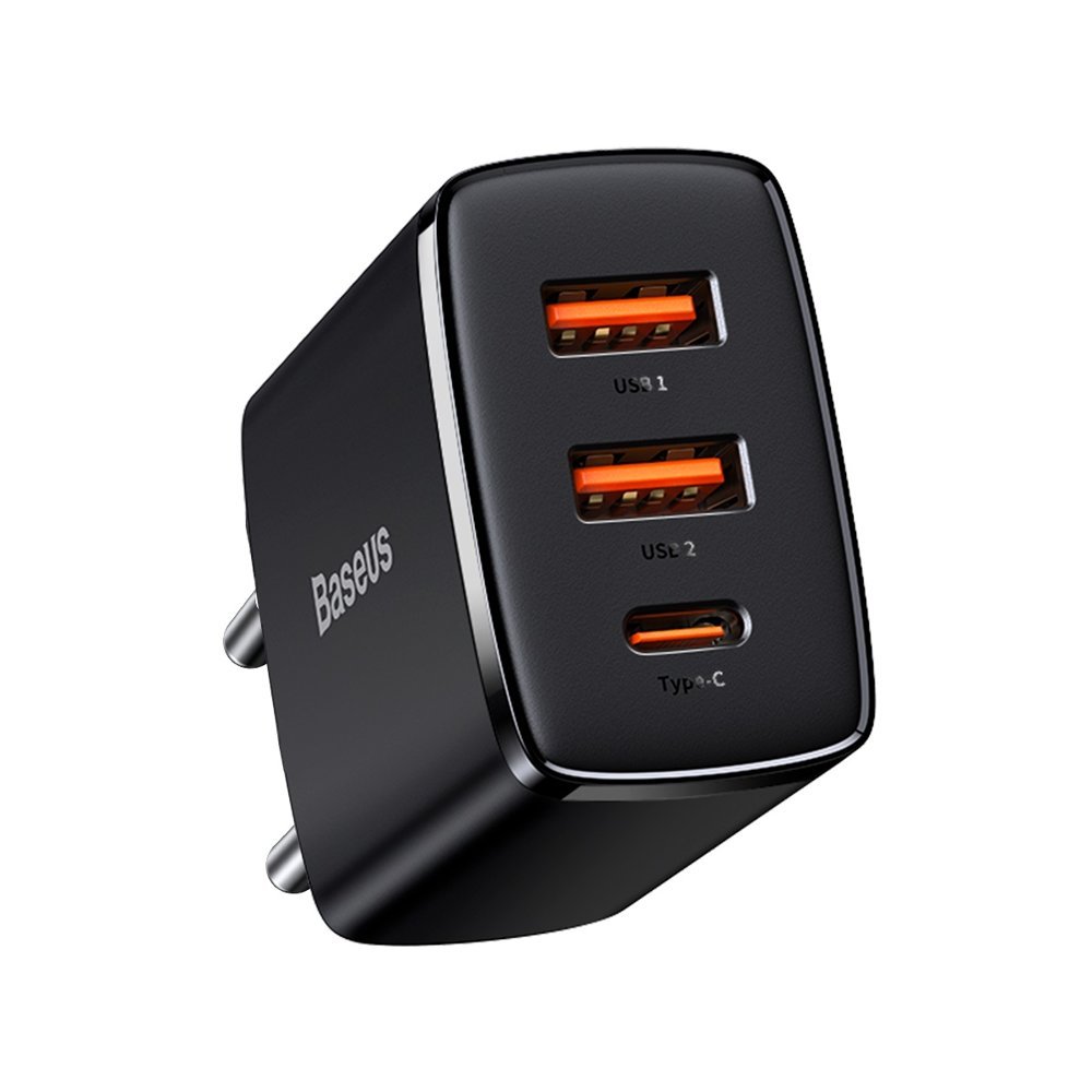 BASEUS 220V 30W, 2*USB-A + 1*USB-C, Compact (black) - CCXJ-E01