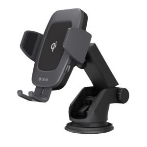 Devia car holder EA195 με ασύρματη επαγωγική φόρτιση 10W και βεντούζα μαύρο