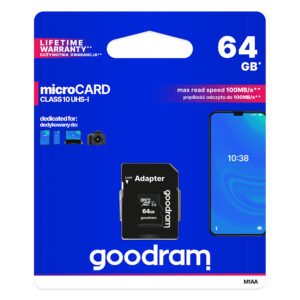 GOODRAM Memory MicroSD Card - 64GB with adapter UHS I CLASS 10 100MB/s
