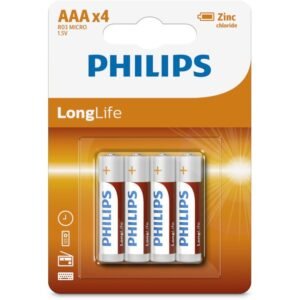 Philips R03L4B/GRS Μπαταρίες μεγάλης διάρκειας ζωής Zinc-Chloride 4 τμχ AAA