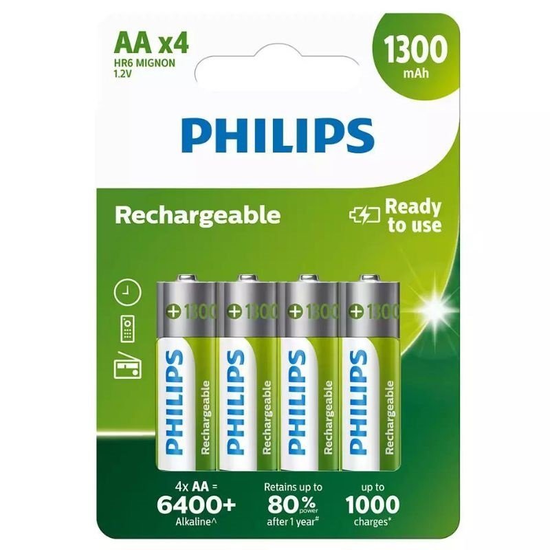 Philips R6B4A130/10GRS Επαναφορτιζόμενες μπαταρίες AA 4τμχ Blister 1300mAh