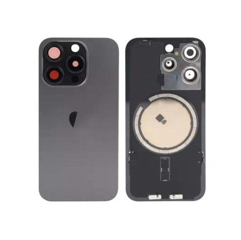 Apple iPhone 15 Pro - Battery Door with Camera Lens and Magsafe Black With Logo OEM
