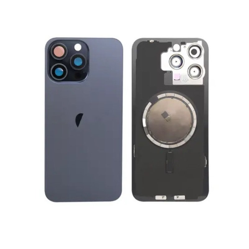 Apple iPhone 15 Pro Max - Battery Door with Camera Lens and Magsafe Blue With Logo OEM