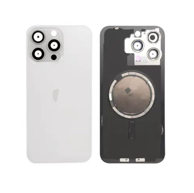 Apple iPhone 15 Pro Max - Battery Door with Camera Lens and Magsafe White With Logo OEM