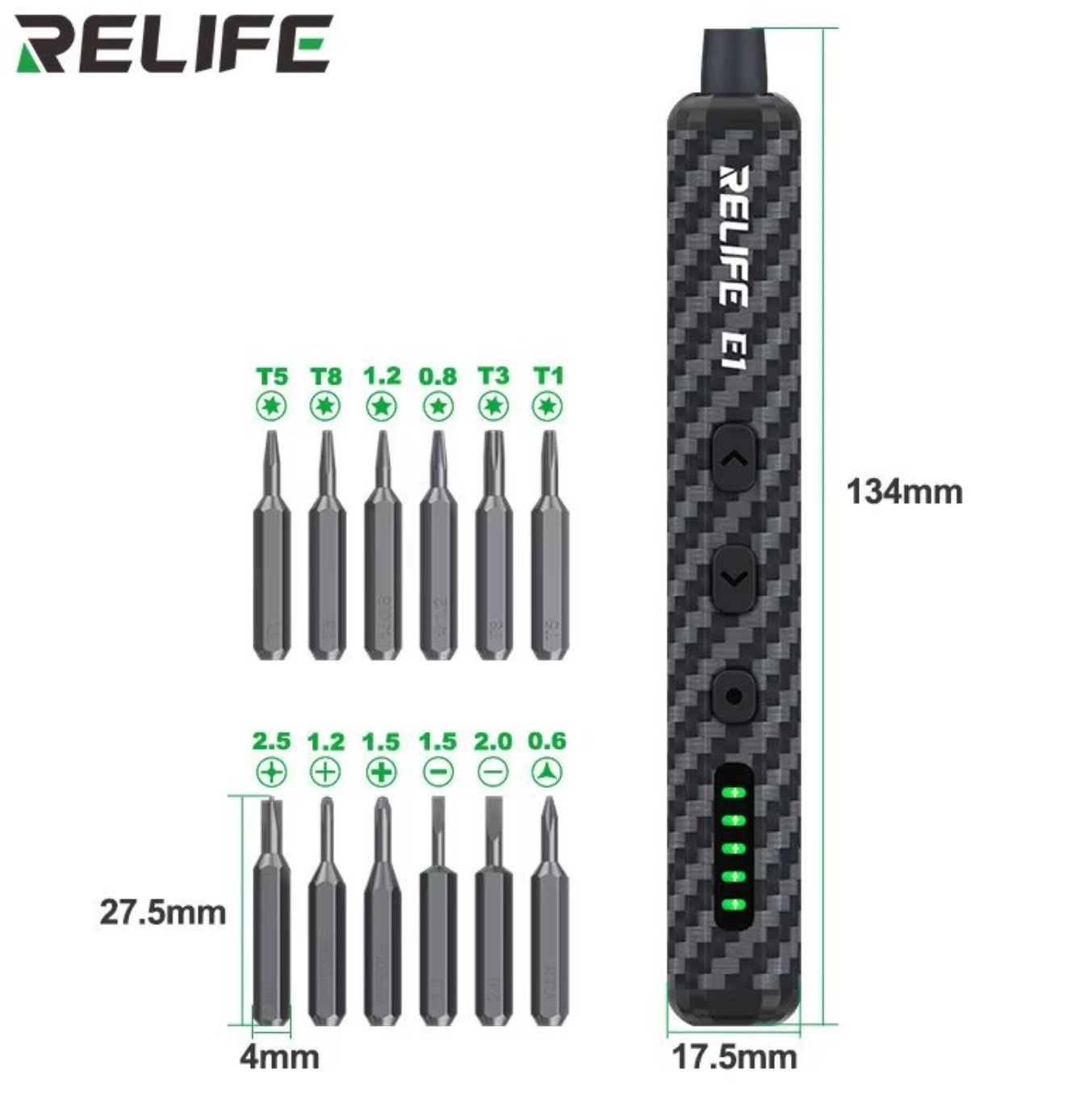Relife E1 Carbon Fiber Electric Screwdriver Set