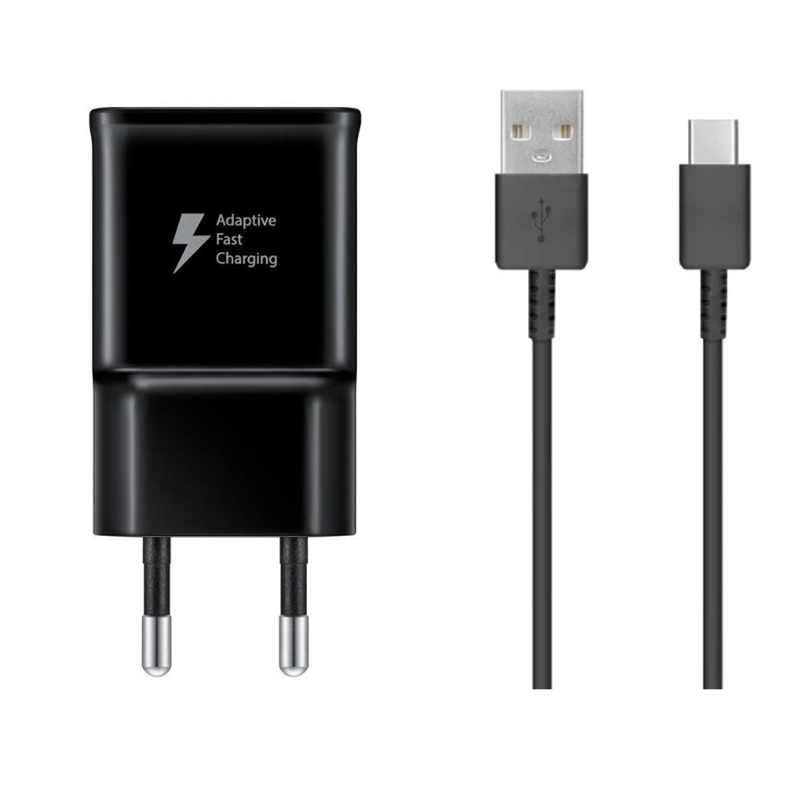 Samsung EP-TA200EBE + EP-DG970BBE 15W USB-A Travel Charger + USB-A to USB-C Data Cable Black (Bulk)
