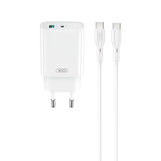 XO CE30 wall charger PD 30W 1xUSB-C 1xUSB-Α + USB-C to USB-C cable white