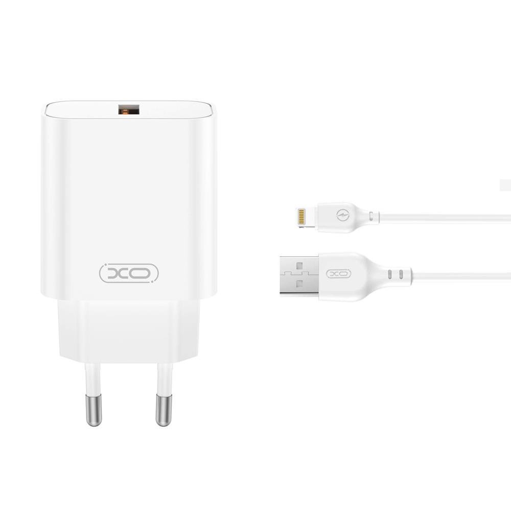 XO wall charger CE33 QC 18W USB white + cable Lightning