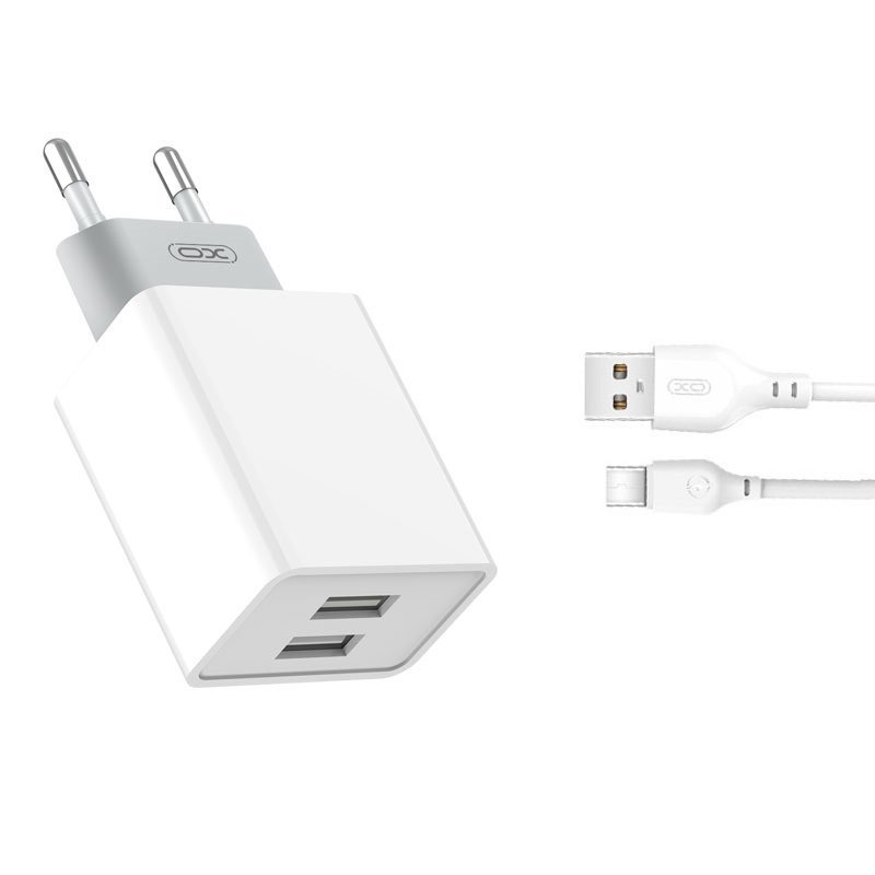 XO – L65 φορτιστής τοίχου 2x USB 2,4A + καλώδιο Type-C λευκό