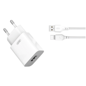 XO – L99 wall charger 1*USB-A, 2,4A + USB-A to USB-C cable white