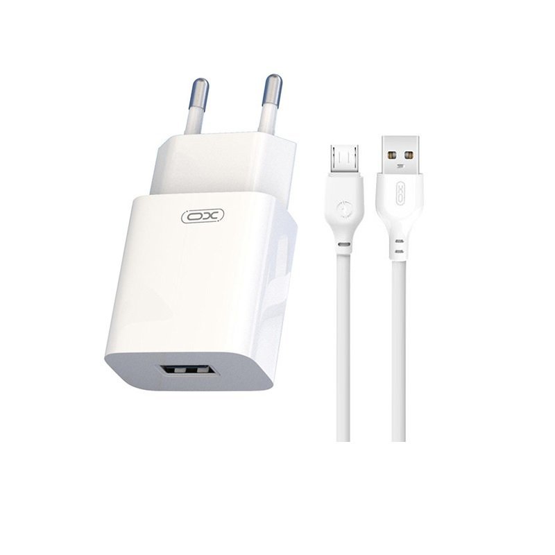 XO – L99 φορτιστής τοίχου USB-A 2,4A + καλώδιο USB-A σε micro-USB λευκό