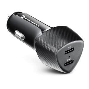 FORCELL CARBON car charger Type C 3.0 PD20W + Type C 3.0 PD20W CC50-2C black (Total 40W)