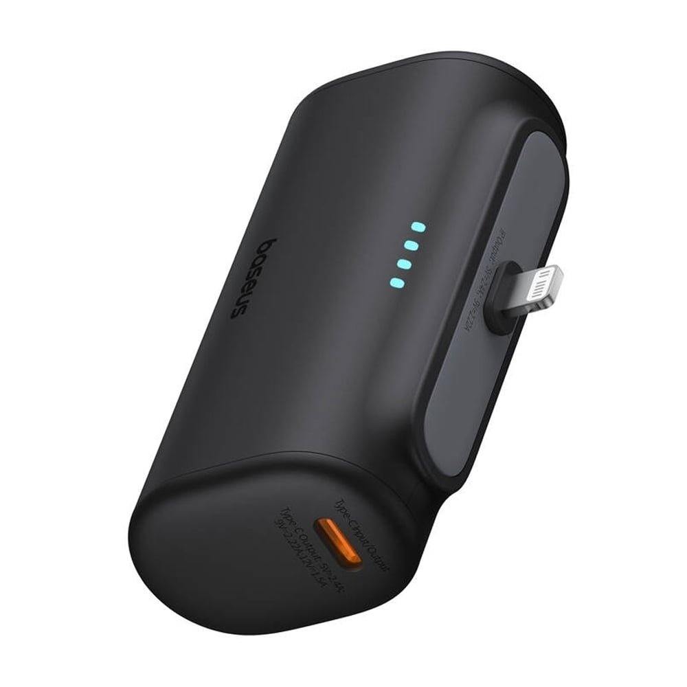 BASEUS Power Bank 5000mAh 20W Lightning + USB-C Μαύρο – P10068307113-00
