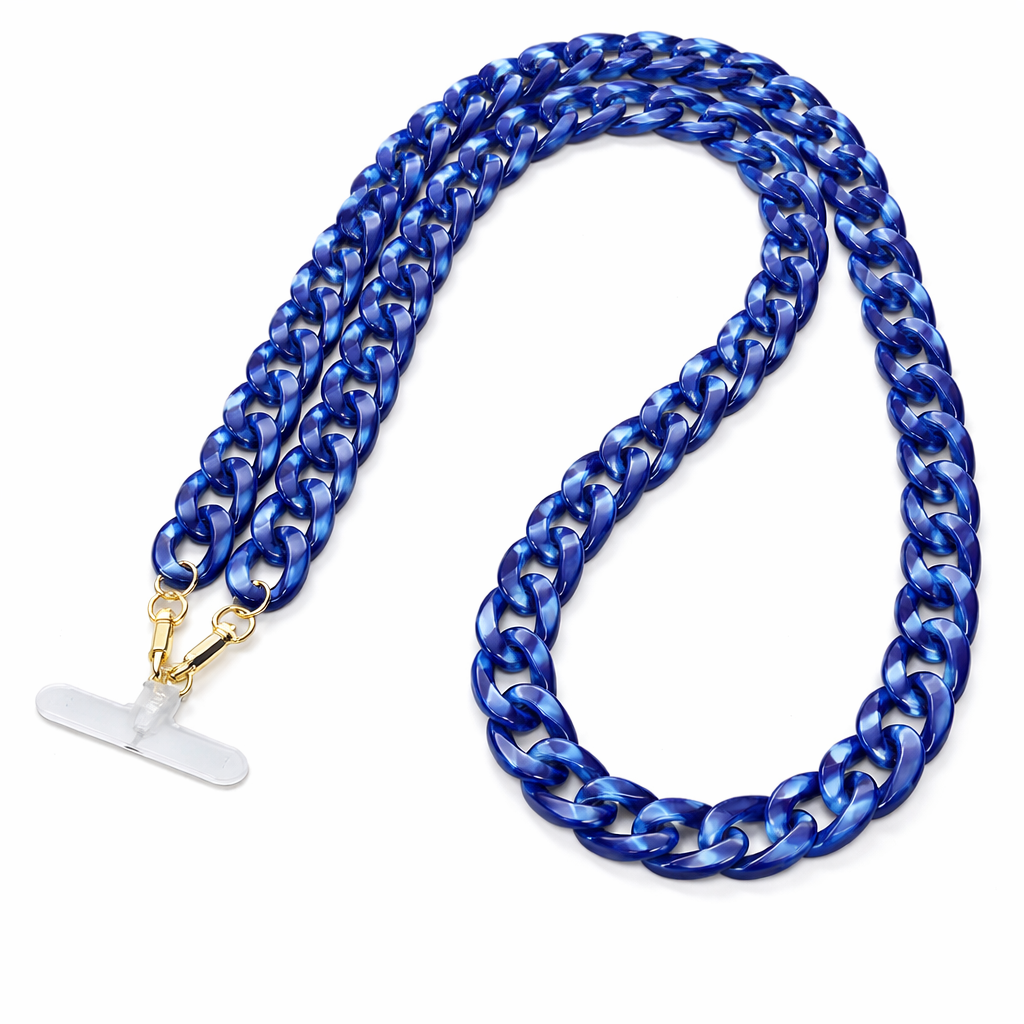 Dark Blue marbel ακρυλική Αλυσίδα τηλεφώνου Χιαστί για Οποιοδήποτε Κινητό Τηλέφωνο (Κωδ.211)