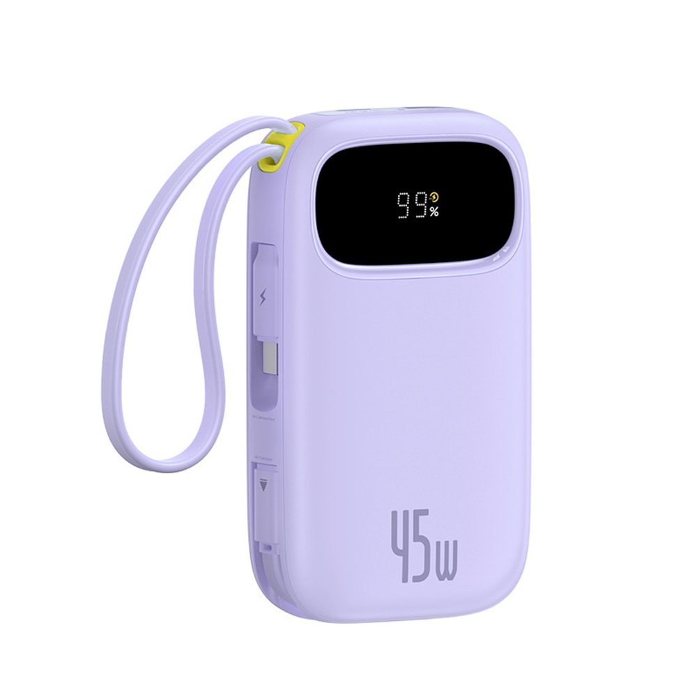 BASEUS Power Bank 10000mAh, 45W με ενσωματωμένα καλώδια USB-C & Lightning, EnerFill FC31 nebula purple – E0028C02
