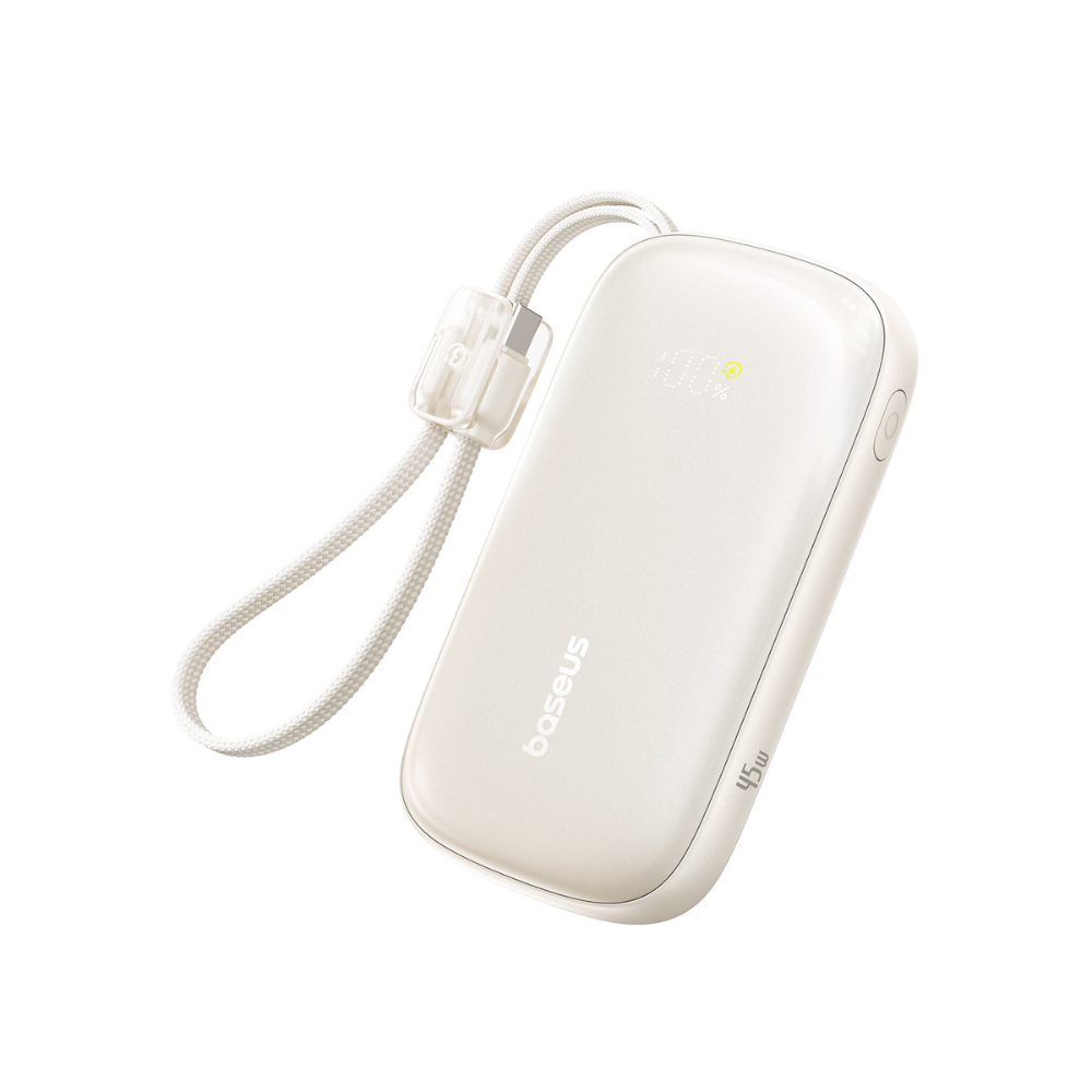 BASEUS Power Bank 20000mAh, 22.5W + built-in Type-C cable, EnerFill FC21 Qpow 3 Ultra white - E0027701