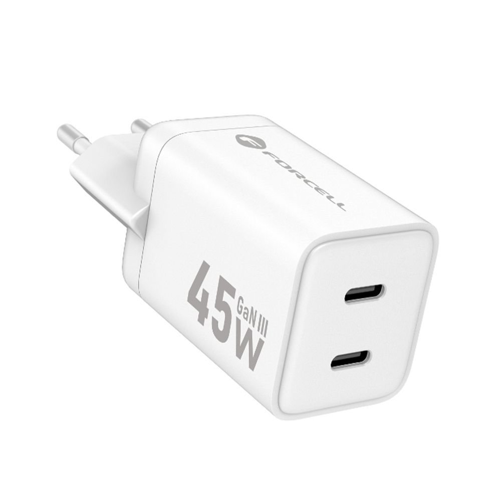 Forcell Phone charger F-Energy Mini GaN III 2 x USB C PD QC4.0 45W VT-36B white