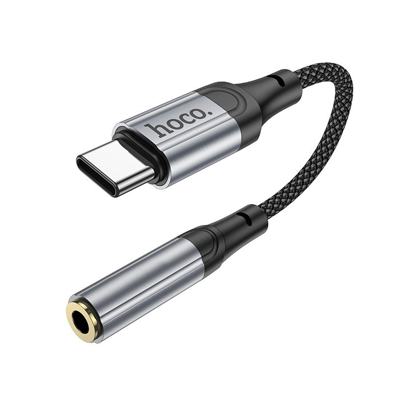Adapter AUX USB-C to Jack 3,5mm Hoco 0,12m LS36 black