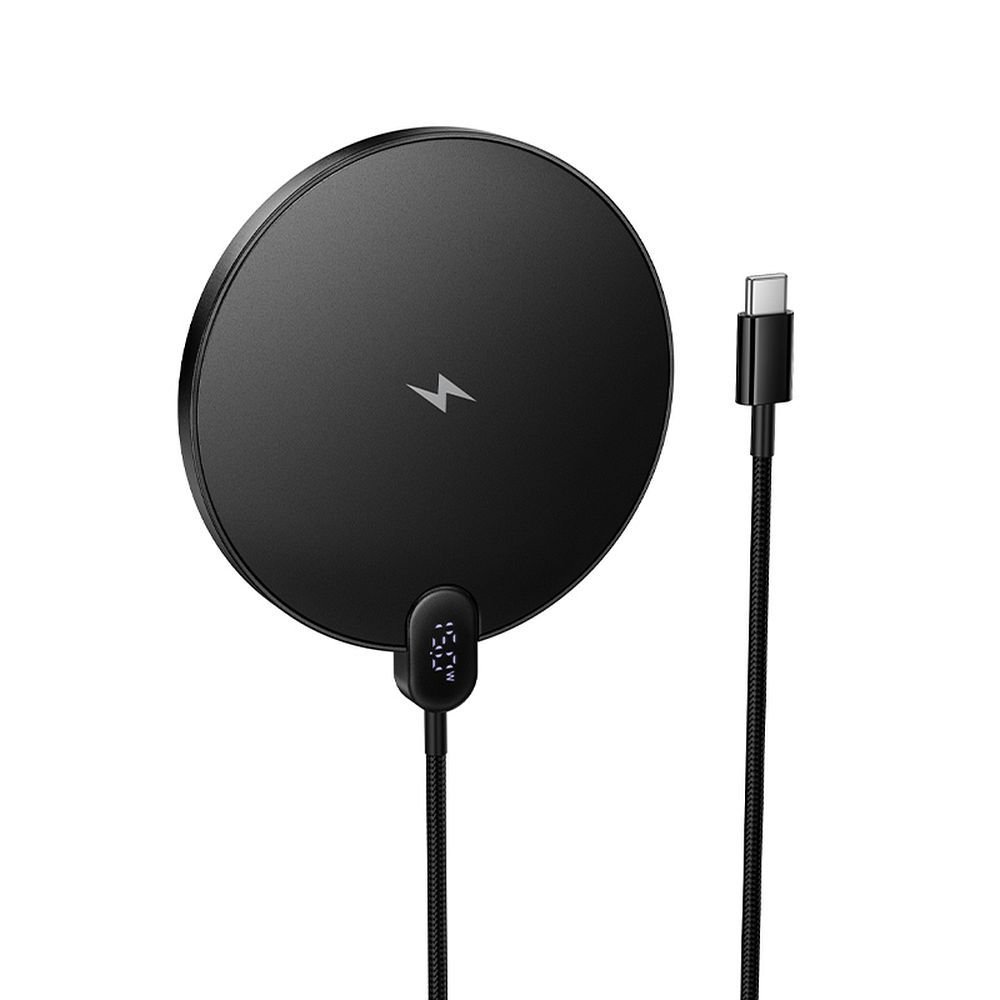 Wireless charger Hoco 15W with cable USB-C and digital display CW62 black