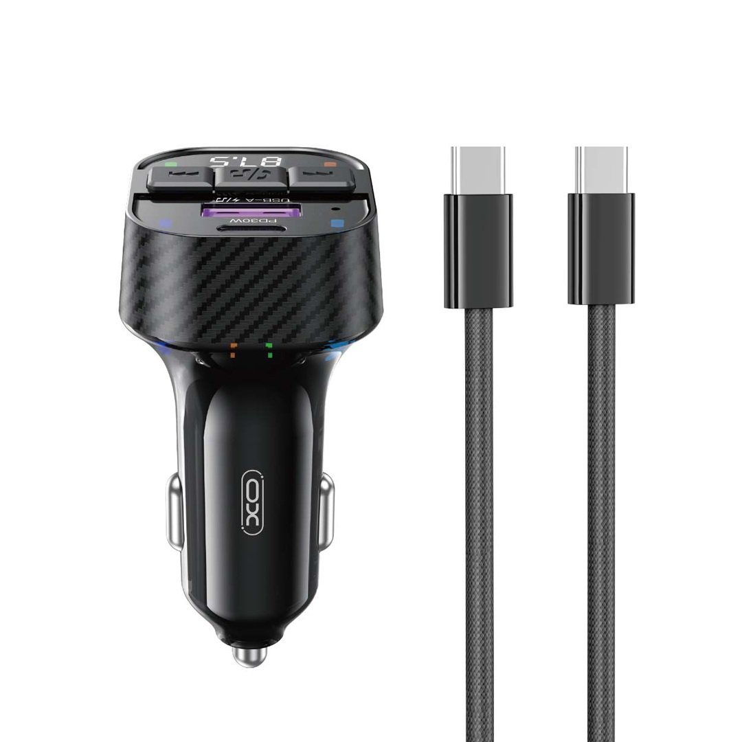 XO transmitter FM BCC17 Bluetooth MP3 φορτιστής αυτοκινήτου 30W μαύρο + καλώδιο USB-C – USB-C