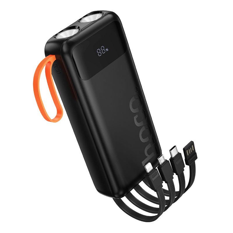 HOCO Power Bank 20000 mAh + 4 Built-in cables: L+C+M+USB-?, Spirit /black/ - J151A