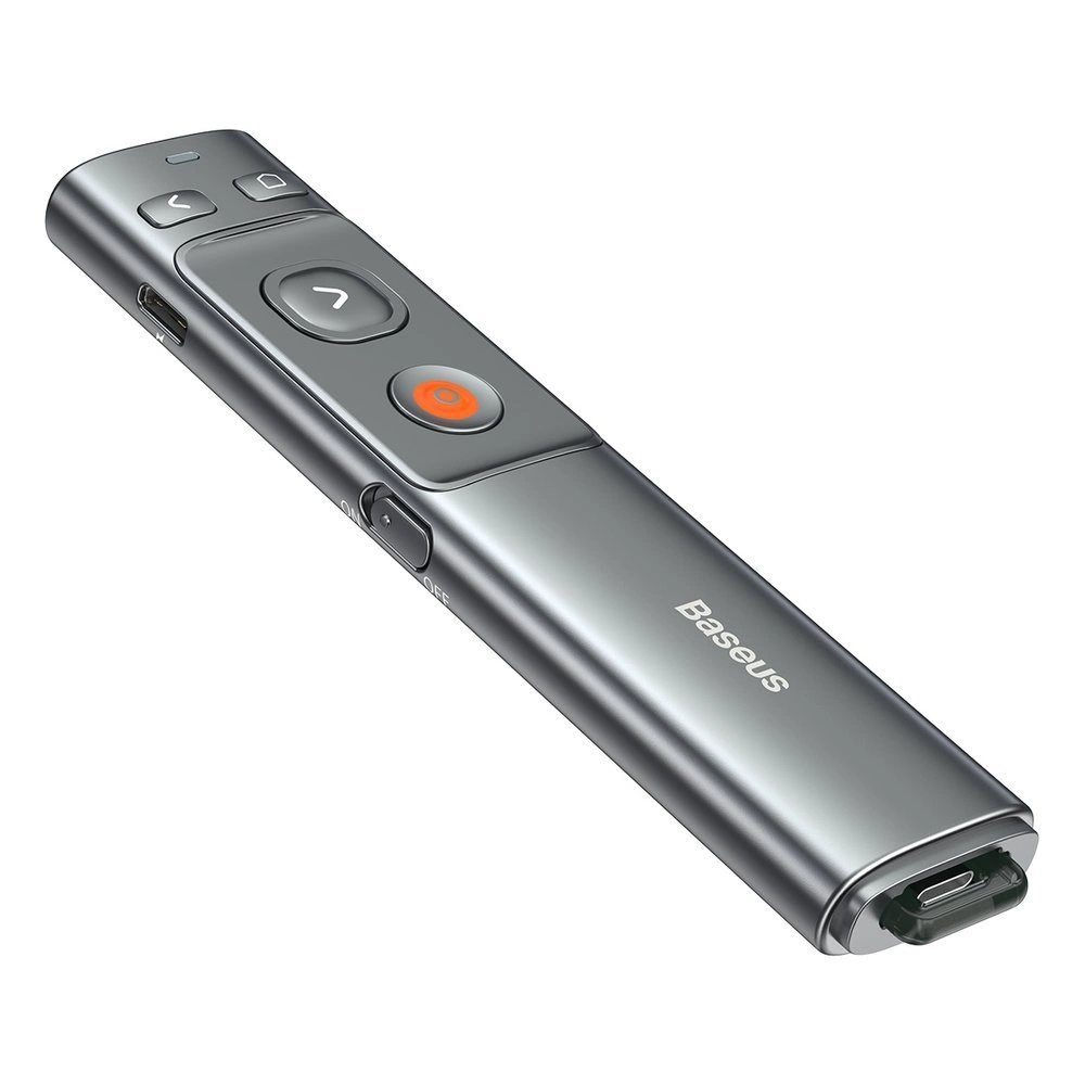 BASEUS Multifunctional remote presenter control, orangelaser pointer /grey/ - WKCD000013
