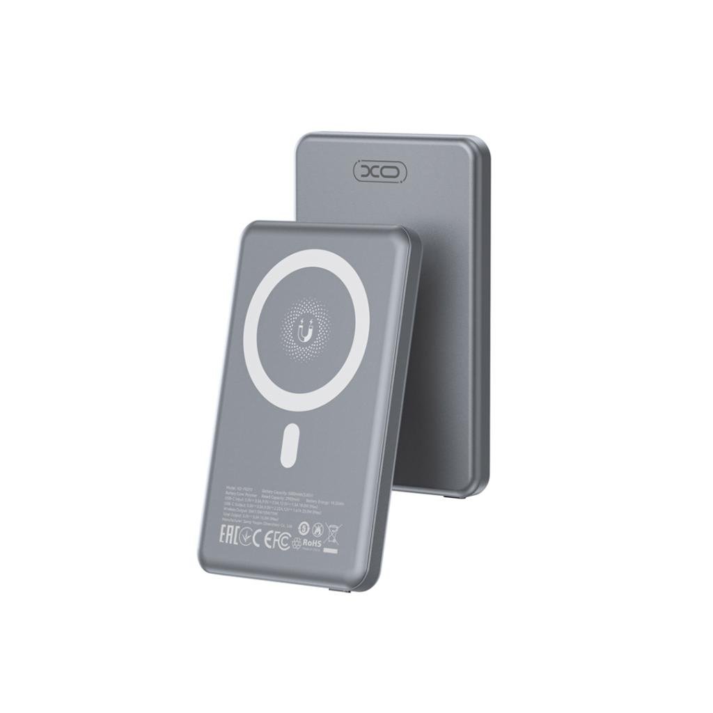 XO Power Bank 5000 mAh 20W, 15W Wireless MagSafe /gray/ - PR293