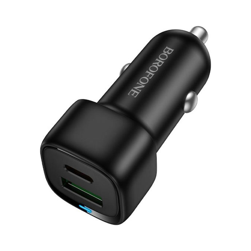 Borofone Car charger BZ34B Cloud – USB + Type C – QC 3.0 PD 38W black