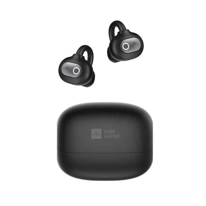 AGM Open Buds 1 – Open-Ear Ακουστικά Bluetooth 5.4 με ANC & LED Display, IPX4, Μαύρο