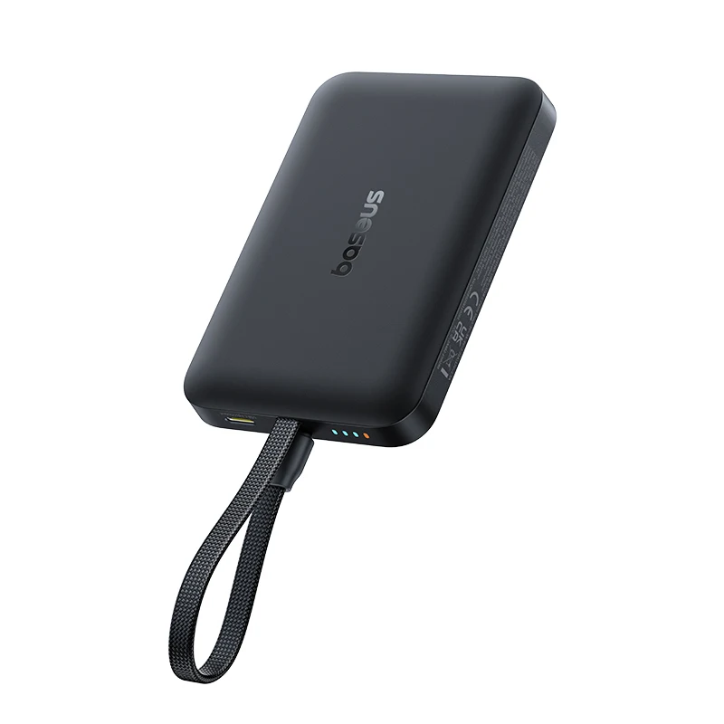 BASEUS Power Bank 10000 mAh, 30W + Build-in cable Type-C, EnerFill FM11 Magnetic /black/ - E0028904