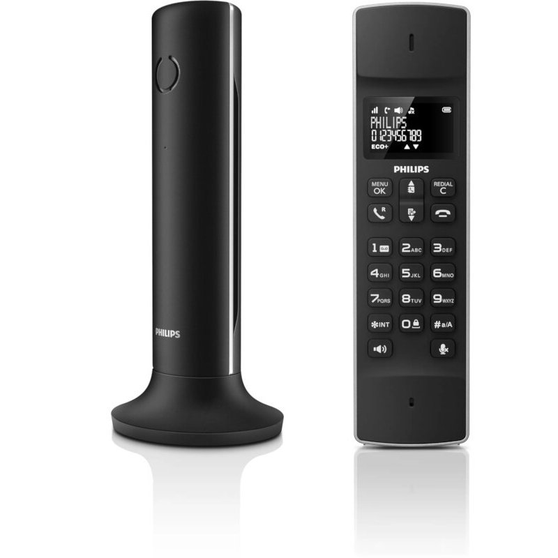 Philips M4501B/GRS Black (Ελληνικό Μενού) Ασύρματο Τηλέφωνο με Ανοιχτή Ακρόαση, Φωτιζόμενη Οθόνη & Πληκτρολόγιο, 50 Διπλές Μνήμες