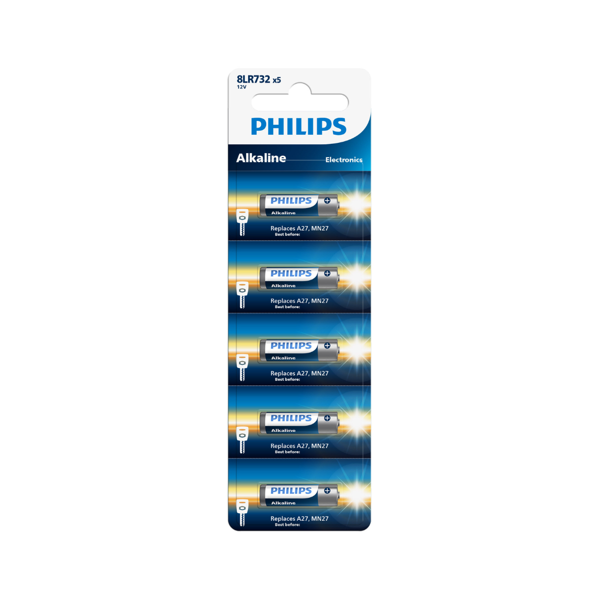 Philips 8LR732P5B/GRS, A27 / MN27 / 8LR732 – Αλκαλικές Μπαταρίες 12V (Σετ 5 τεμ.)