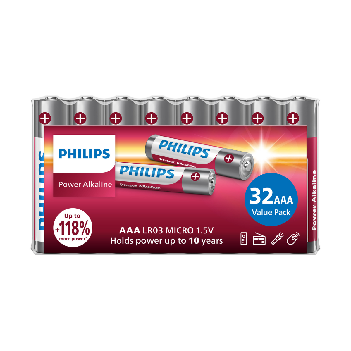 Philips LR03P32FV/GRS – Αλκαλικές Μπαταρίες AAA Power (32 τεμ.)