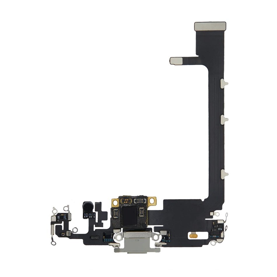 Charging Port Flex Cable With Board For Apple iPhone 11 Pro (Original Pulled) (Silver)
