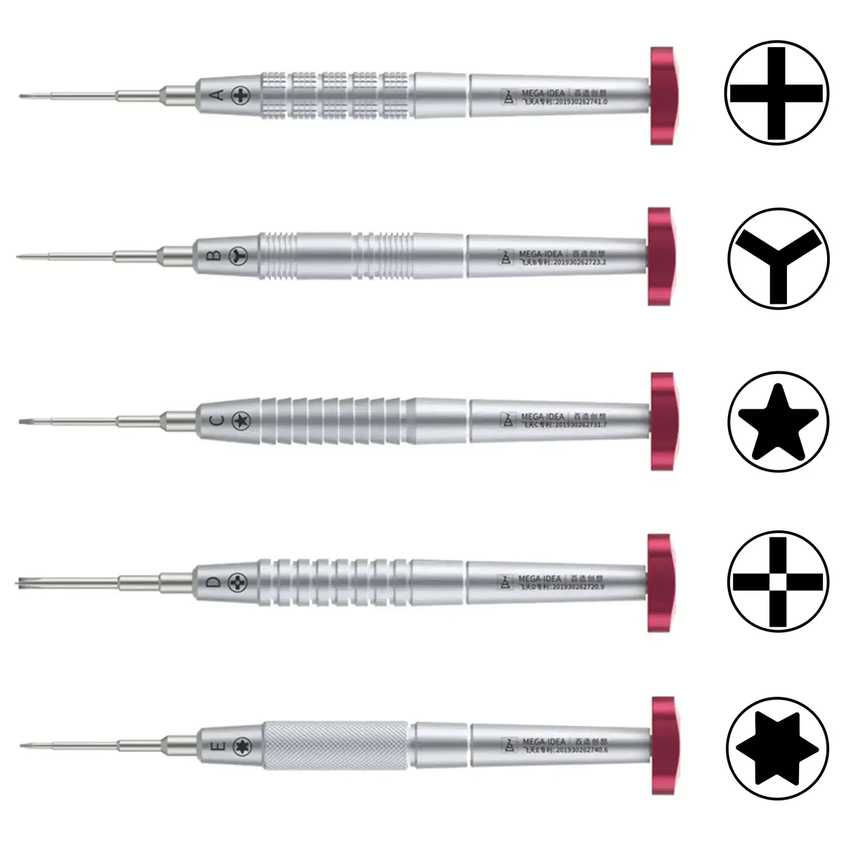 iFlying 2D Precision Screwdriver Kit (Crosshead1.2mm / Tri-Point Y0.6 / Pentalobe 0.8mm / 2.5mm Convex Cross / Torx T2) (Qianli)