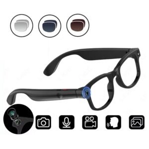 AIMB-G1 Smart Glasses με 5MP Κάμερα, AI Μετάφραση σε Πραγματικό Χρόνο & 1080P Σταθεροποιημένο Βίντεο – Σετ 3 Φακών Μαύρο