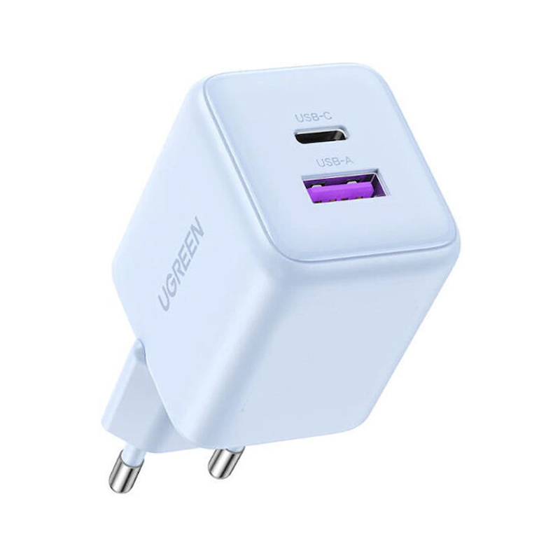 Wall Charger UGREEN X516, 30W, 3A, 1x USB-A – 1x USB-C, Blue